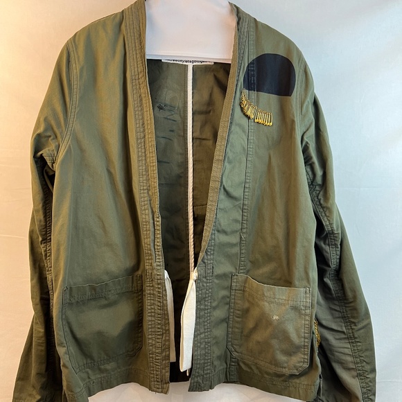 FreeCity - RARE & Vintage Safety Pin Texas Tokyo Moon Printed Army Kimono Size M - Picture 16 of 16